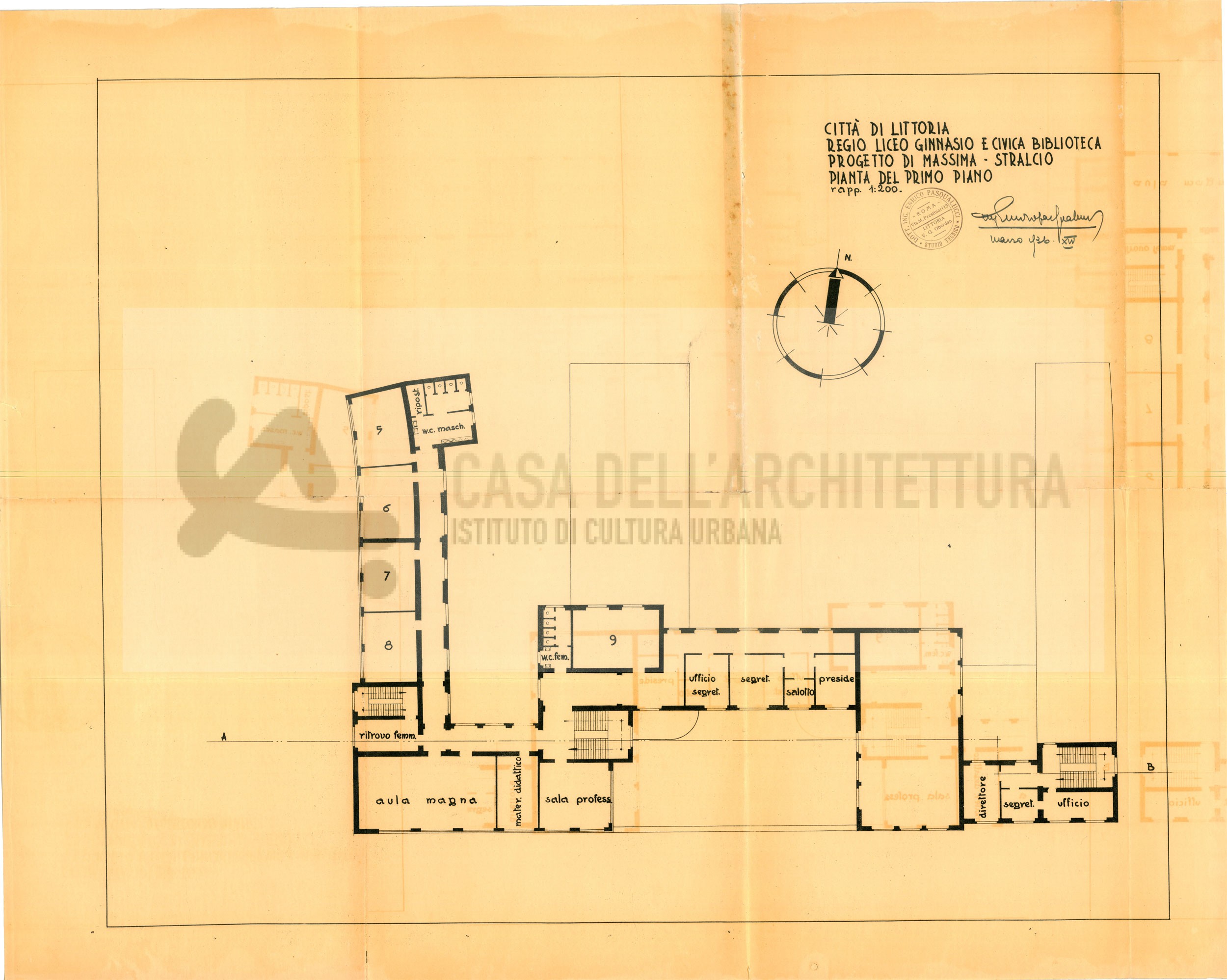 Scopri di più sull'articolo Progetto di massima : stralcio : pianta del primo piano