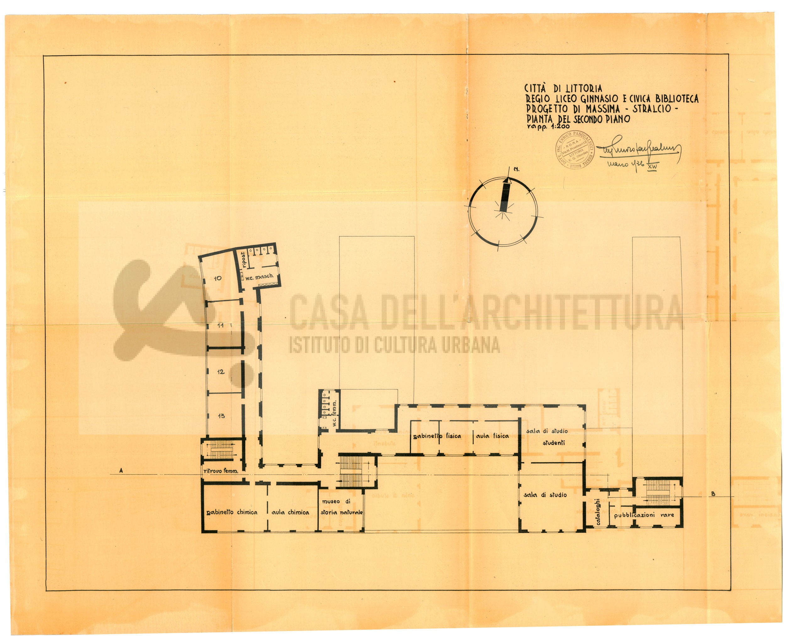 Al momento stai visualizzando Progetto di massima : stralcio : pianta del piano secondo