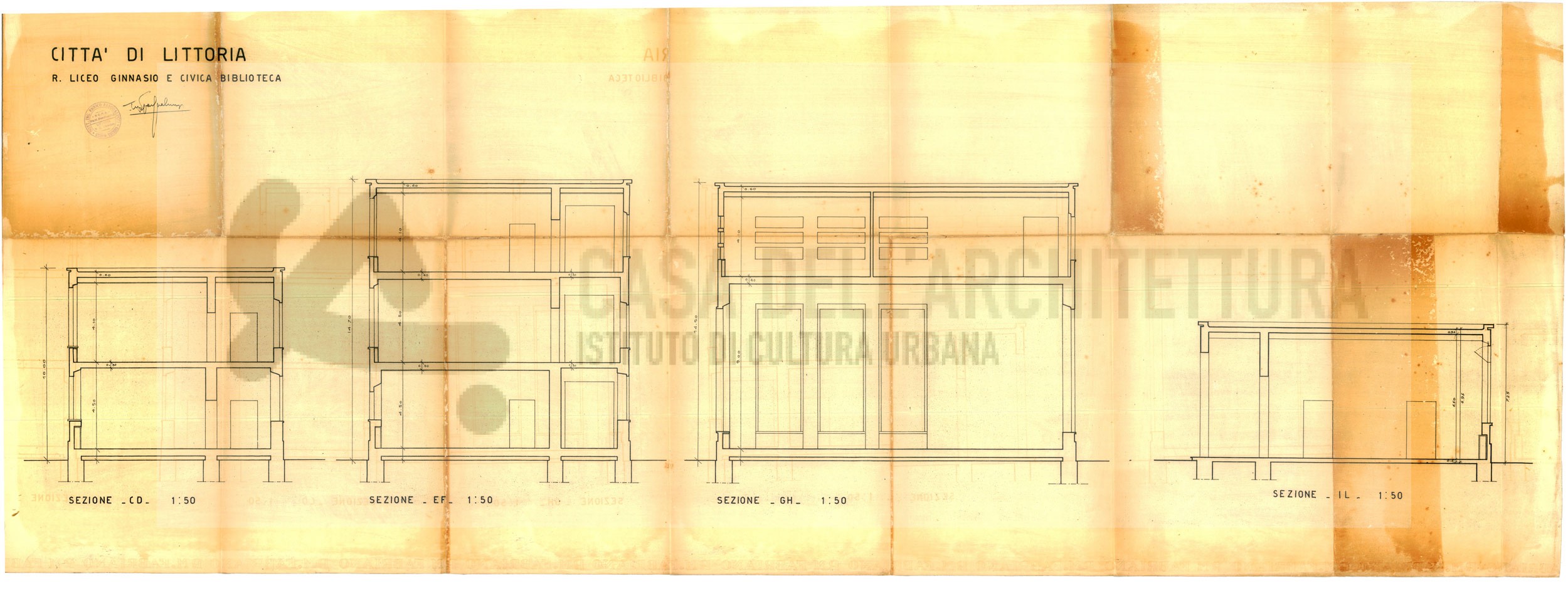 Scopri di più sull'articolo Sezione C-D. – 1:50 ; Sezione E-F. – 1:50 ; Sezione G-H. – 1:50 ; Sezione I-L. – 1:50
